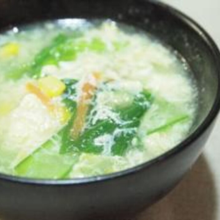 小松菜入りかき玉中華スープ